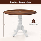 Solid Wood Round 40-inch Kitchen Dining Table with White Legs and Brown Top