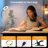 Clip-On Gooseneck Desk Lamp with LED Ring Light in Black