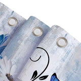 72"W x 72"H Blue Vibrant Floral Butterfly Polyester Shower Curtain