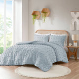 King/Cal King 3-Piece Blue Pompom Microfiber Hypoallergenic Comforter Set