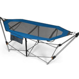 Blue Portable Camping Foldable Hammock with Stand and Carry Case