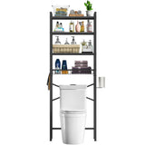 Over the Toilet Bathroom Storage Industrial Metal Wood Shelving Unit Black