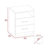 Modern 2-Drawer Nightstand End Table with Open Shelf in Black Wood Finish