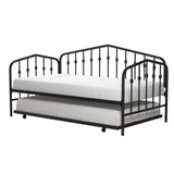 Twin size Modern Industrial Black Metal Daybed with Trundle Bed Frame