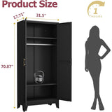 Black Metal Multifunctional Storage Armoire Wardrobe Closet
