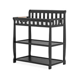 Modern Black Wooden Baby Changing Table with Safety Rail Mattress Pad and Strap
