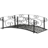 Outdoor Vintage Arch 6-ft Garden Bridge with Side-Rails in Black