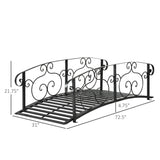 Outdoor Vintage Arch 6-ft Garden Bridge with Side-Rails in Black