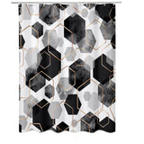 72"W x 72"H Black White Hexagonal Pattern Polyester Shower Curtain