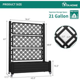 Outdoor Raised Garden Bed Planter Box with Trellis and Wheels in Black