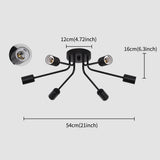 Black Mid-Century Modern 6-Light Flush Mount Sputnik Ceiling Light