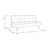 Modern Futon Sofa Bed in Black Fabric with Chrome Metal Legs