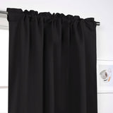 52 x 72 inch Solid Black Thermal Blackout Curtain Panels - Set of 2