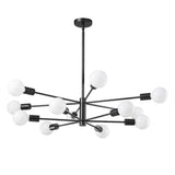 Black 33-inch Modern 12-Light Dimmable Sputnik Chandelier Lamp