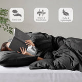 Twin/Twin XL Pre-Washed Pleated Microfiber Comforter Set in Black