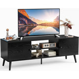 Mid-Century Modern TV Stand in Black Wood Finish for TV up to 60-inches