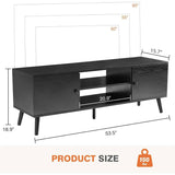 Mid-Century Modern TV Stand in Black Wood Finish for TV up to 60-inches