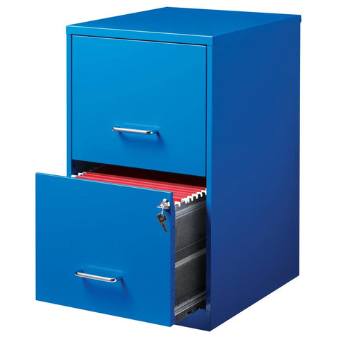 Blue Metal 2-Drawer Vertical Key Locking Heavy Duty Filing Cabinet