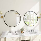 Round 30-inch Circular Bathroom Wall Mirror with Black Frame