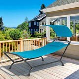 Blue Polyester Chaise Lounge Chair Hammock with Canopy and Storage Bag
