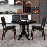 Black Solid Wood 40-inch Round Kitchen Dining Table - Rustic Farmhouse