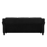 Modern 3-Seater Black Microfiber Upholstered Sofa