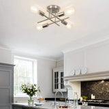 4-Light Modern Flush Mount Sputnik Ceiling Light Fixture in Brushed Nickel