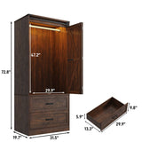 Espresso Brown Wood Farmhouse Armoire Wardrobe Closet with Sliding Barn Doors