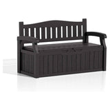 Heavy Duty Brown Plastic Outdoor Storage Garden Bench Patio Deck Box