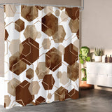 72"W x 84"H Brown White Hexagonal Pattern Polyester Shower Curtain