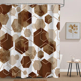 72"W x 84"H Brown White Hexagonal Pattern Polyester Shower Curtain