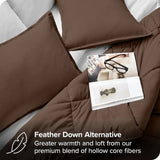 Queen size 3-Piece Down Alternative Microfiber Comforter Set in Chocolate Brown