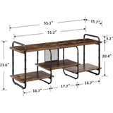 Modern Industrial Metal Wood Entertainment Center TV Stand for TV up to 60-inch