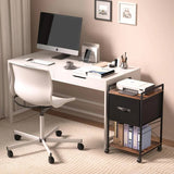 Modern Metal Wood Printer Stand Table File Cabinet with Fabric Drawer on Wheels