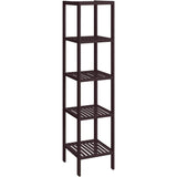 Brown Bamboo Wood 4-Shelf Versatile Storage Unit Rack Narrow Bookcase