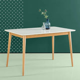 Modern 47 x 29 inch Mid-Century Dining Table in White and Natural Wood Finish