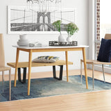 Modern 47 x 29 inch Mid-Century Dining Table in White and Natural Wood Finish
