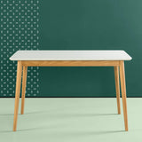 Modern 47 x 29 inch Mid-Century Dining Table in White and Natural Wood Finish