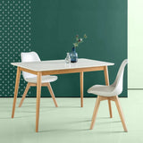 Modern 47 x 29 inch Mid-Century Dining Table in White and Natural Wood Finish