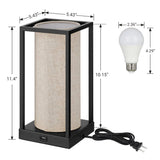 Set of 2 - Modern Japanese Style USB Table Lamp with Beige Linen Shade
