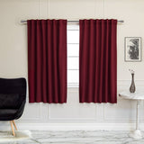52 x 63 inch Solid Burgundy Red Thermal Blackout Curtain Panels - Set of 2