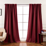 52 x 96 inch Solid Burgundy Red Thermal Blackout Curtain Panels - Set of 2