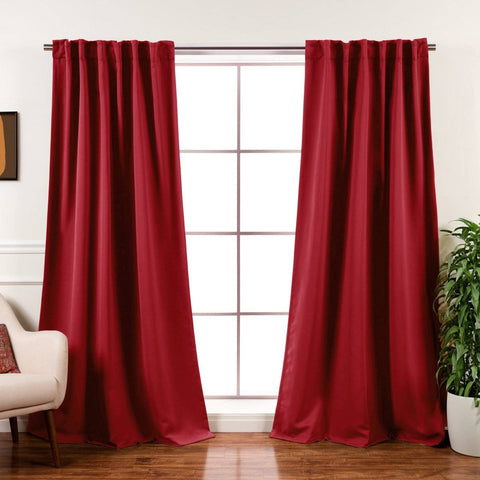 52 x 108 inch Solid Red Thermal Blackout Curtain Panels - Set of 2