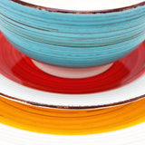 12-Piece Ceramic Dinnerware Set in Blue Red Yellow Green Beige - Service for 4