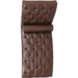 Brown PU Leather Upholstered Armless Chaise Lounge Chair with Lumbar Pillow