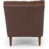 Brown PU Leather Upholstered Armless Chaise Lounge Chair with Lumbar Pillow