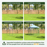 Hexagonal 9.2 Ft Outdoor Backyard Walk-in Metal Chicken Coop w/ Waterproof Cover