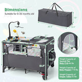 Grey Foldable Baby/Toddler Playpen Bassinet Bed Crib Music Box