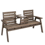 Farmhouse Outdoor Fir Wood Patio Garden Bench with Folding Center Table