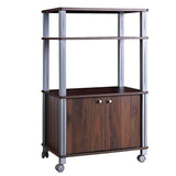Modern 3-Shelf Kitchen Baker’s Rack Cart on Wheels in Brown Wood Finish